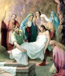 Disciples placing Jesus in Tomb